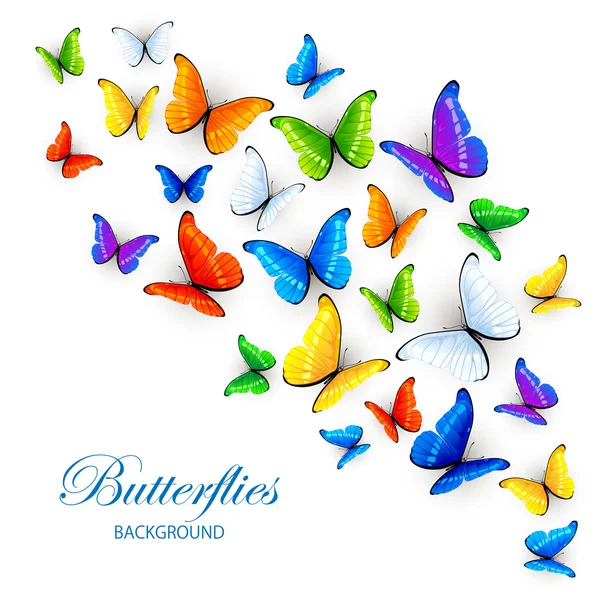 Fondo con mariposas multicolores — Vector de stock