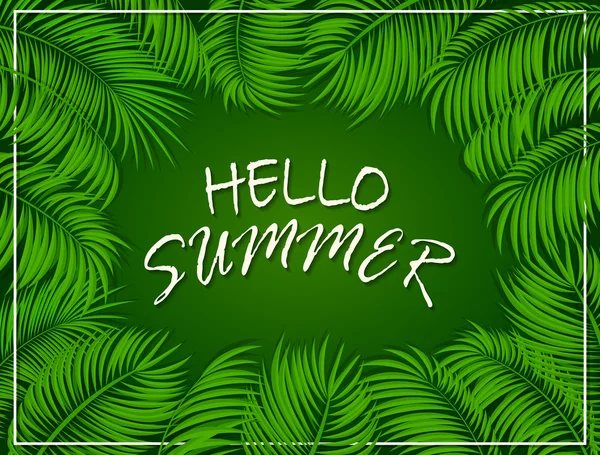 Yeşil arka plan üzerinde çerçevelemek--dan palmiye yaprakları