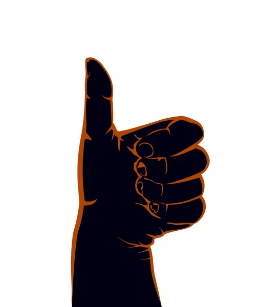 Pulgar hacia arriba sobre fondo blanco — Vector de stock