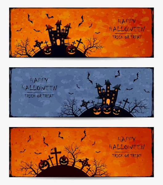 Set di banner di Halloween grunge — Vettoriale Stock