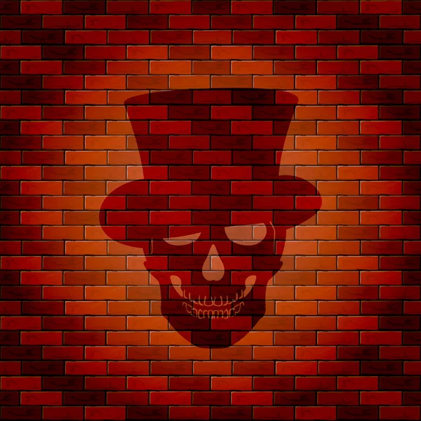 Fondo de Halloween con cráneo de sombra en sombrero — Vector de stock