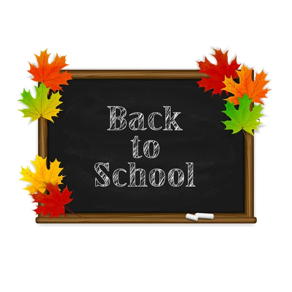 Inscription Back to School and black chalkboard on white backgro — Stock Vector