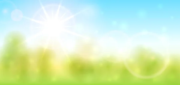 Banner Com Sol Brilhante Céu Azul Primavera Verão Natureza Verão — Vetor de Stock