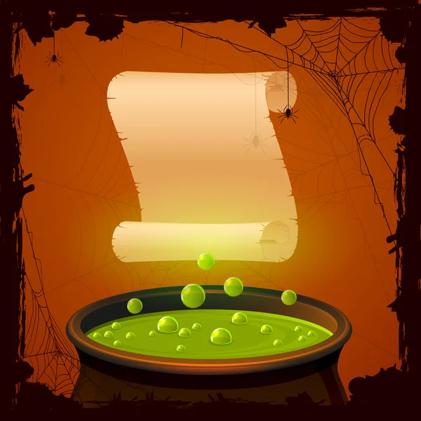 Halloween cauldron and paper — Stock Vector