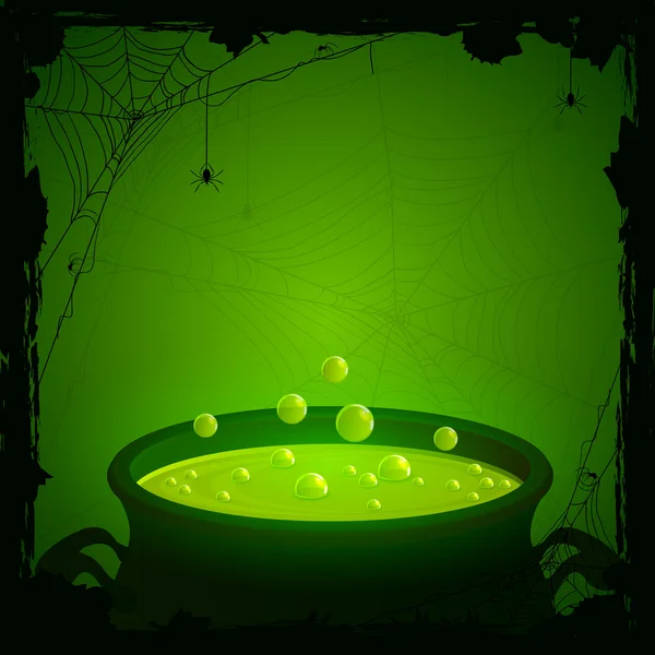 Halloween bakgrund med gröna potion — Stock vektor