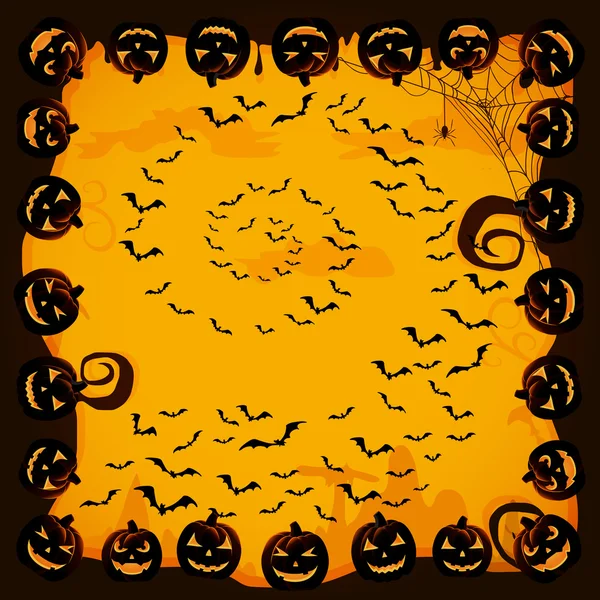 Halloween Hintergrund mit Fledermäusen und Kürbissen — Stockvektor