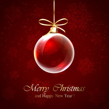 Kırmızı arka planda noel topu