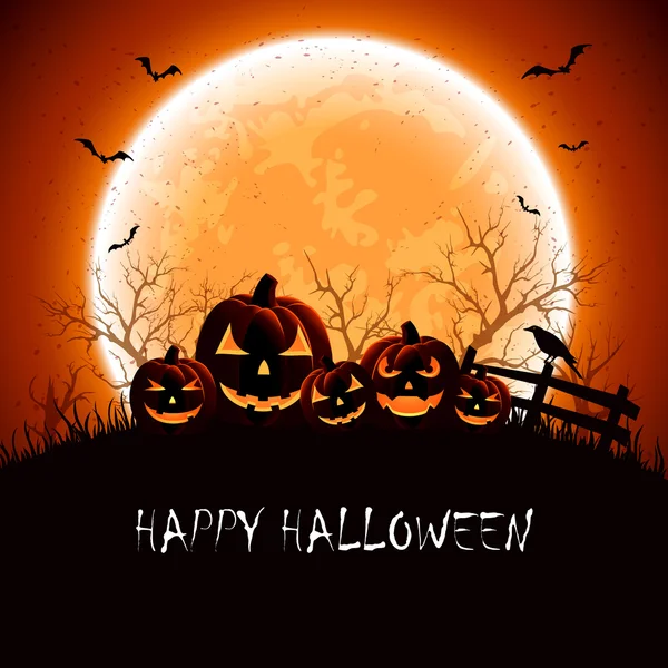 Halloween nacht met pumpkins — Stockvector