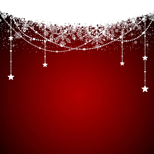 Fondo rojo con decoración navideña — Vector de stock