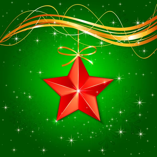 Estrella de Navidad sobre fondo verde — Vector de stock