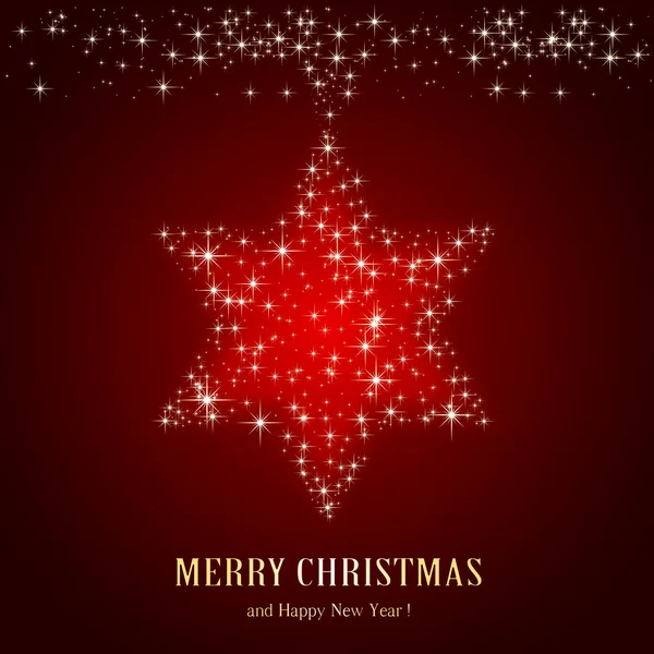Étoile de Noël sur fond rouge — Image vectorielle