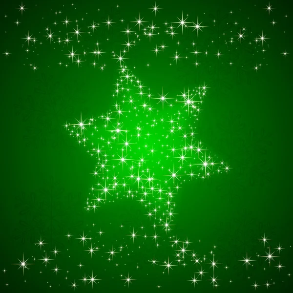 Fond vert avec étoile de Noël — Image vectorielle