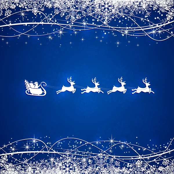 サンタとクリスマスの背景をブルーします。 — ストックベクタ