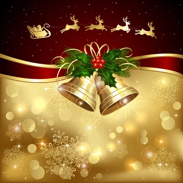Boże Narodzenie tło z Santa i dzwony — Wektor stockowy