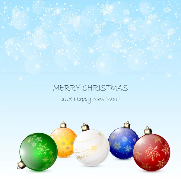 Fondo azul con bolas de Navidad — Archivo Imágenes Vectoriales