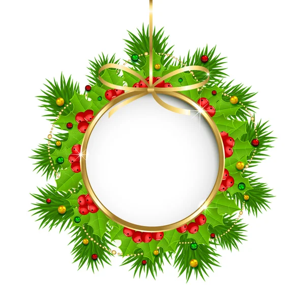 Kerstdecoratie met cirkel banner — Stockvector