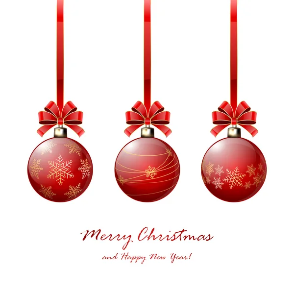 Trois boules de Noël rouges — Image vectorielle