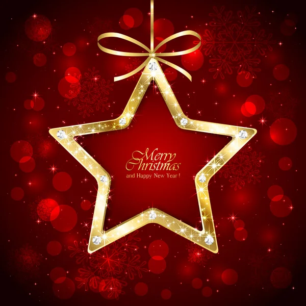 Boże Narodzenie gwiazda z diamentów na czerwonym tle — Wektor stockowy