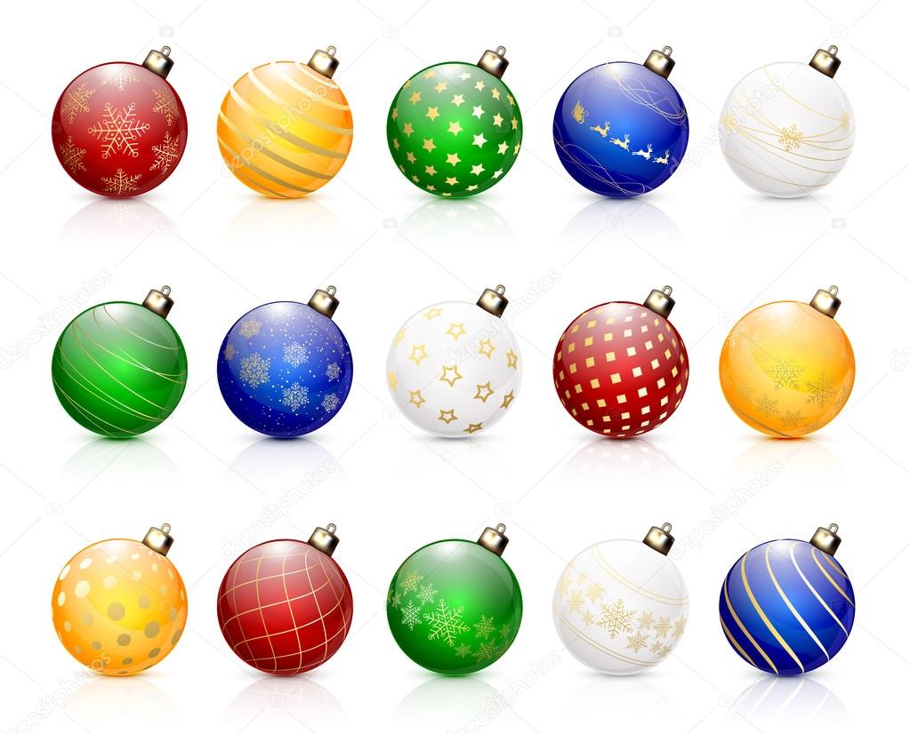 Set of colorful Christmas balls 