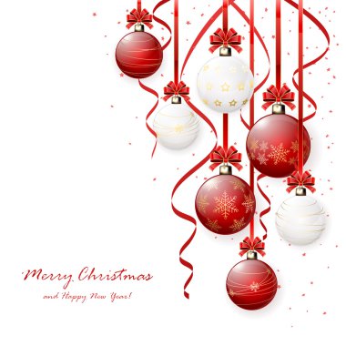 Kırmızı ve beyaz Noel topları