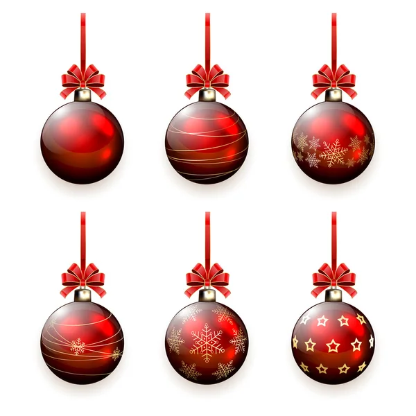 Набор рождественских шаров с луком — стоковый вектор
