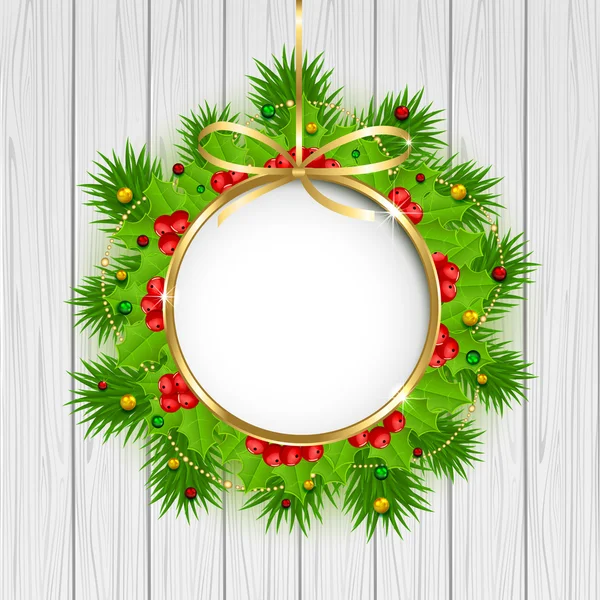 Decoración de Navidad sobre fondo de madera — Vector de stock