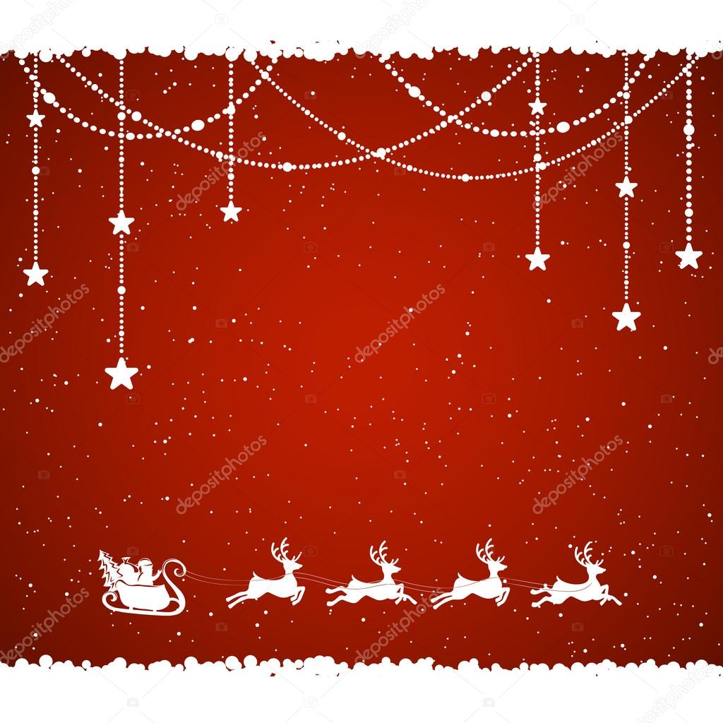 Red Christmas background with Santa