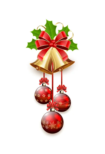 クリスマスの鐘とボール — ストックベクタ