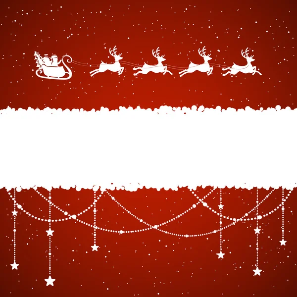 Santa op rode achtergrond van Kerstmis — Stockvector
