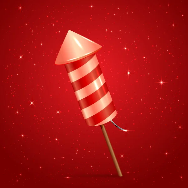 红色背景上的烟花火箭 — 图库矢量图片