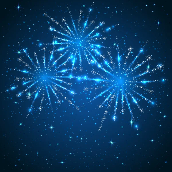 Feuerwerk auf blauem Hintergrund — Stockvektor