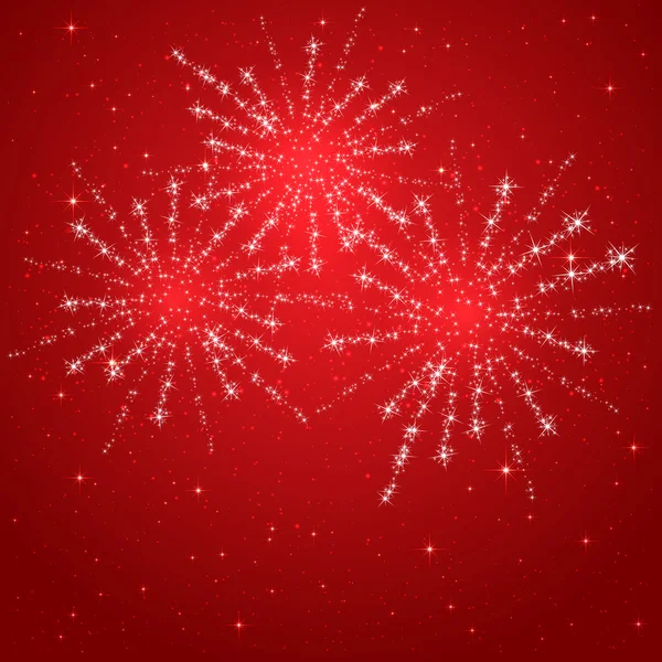 Red starry fireworks — Stock Vector