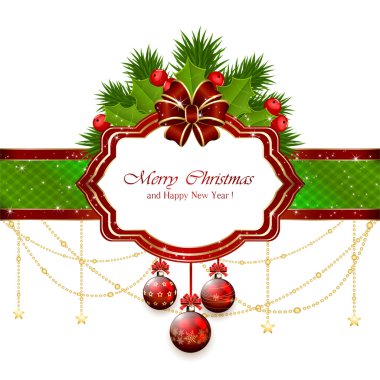 Noel kartı ile dekoratif elemanlar