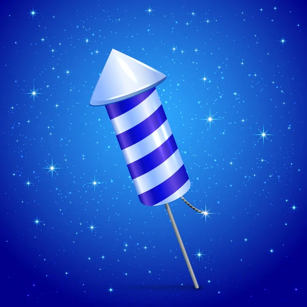 Feuerwerksrakete auf blauem Hintergrund — Stockvektor