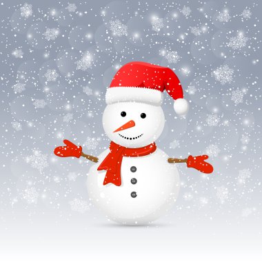 Noel Baba şapkası ile kardan adam