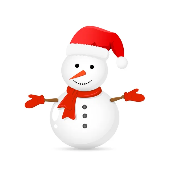 Boneco de neve com chapéu de Pai Natal — Vetor de Stock