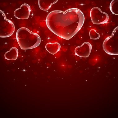 Sevgililer kalpler kırmızı zemin üzerine