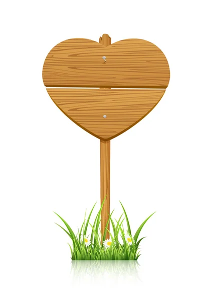 Wooden heart sign — Stock Vector