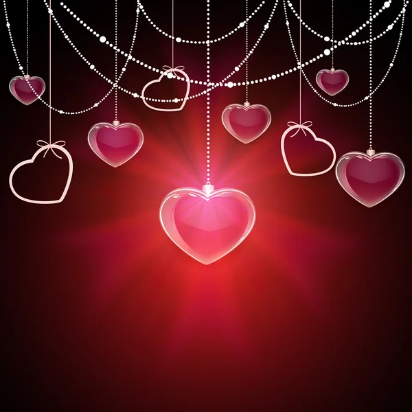 Valentines decoratie met set van harten — Stockvector