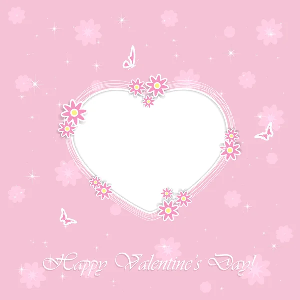 Pink Valentines achtergrond met hart — Stockvector