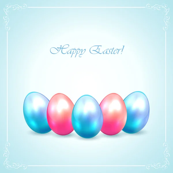 Easter eggs on blue background — Stock Vector