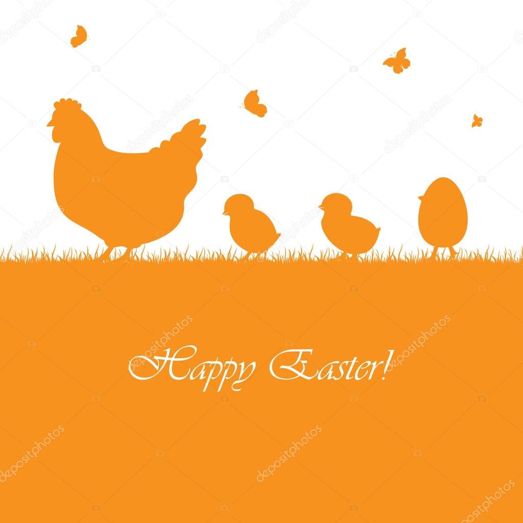 Easter background with chickens