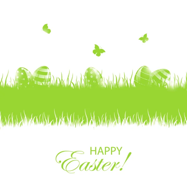 Green Easter background with eggs — Stock Vector