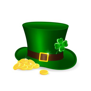 Leprechauns hat and coins clipart