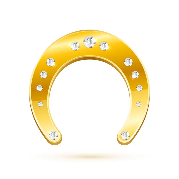 Ferro di cavallo dorato con diamanti — Vettoriale Stock