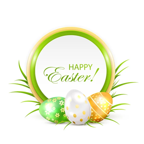 Cartão de Páscoa com três ovos — Vetor de Stock
