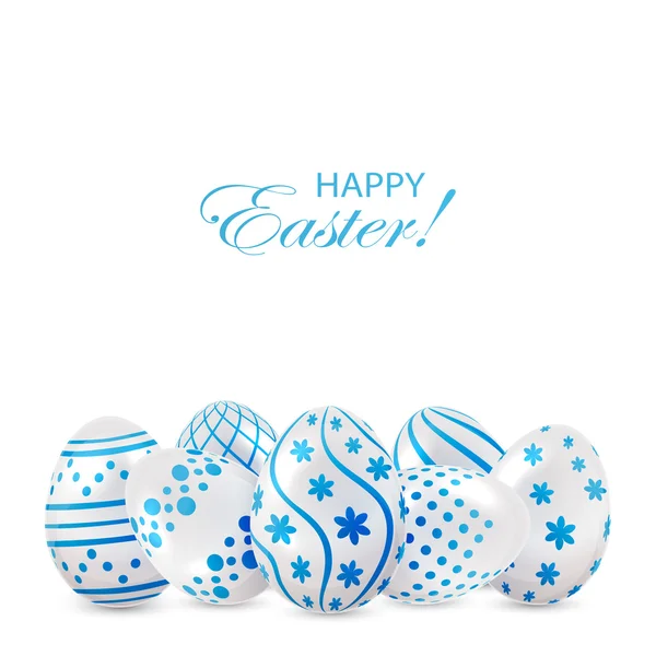 Mavi dekorasyon ile Paskalya yumurtaları — Stok Vektör