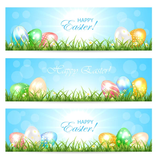 Biglietti di Pasqua con uova colorate — Vettoriale Stock