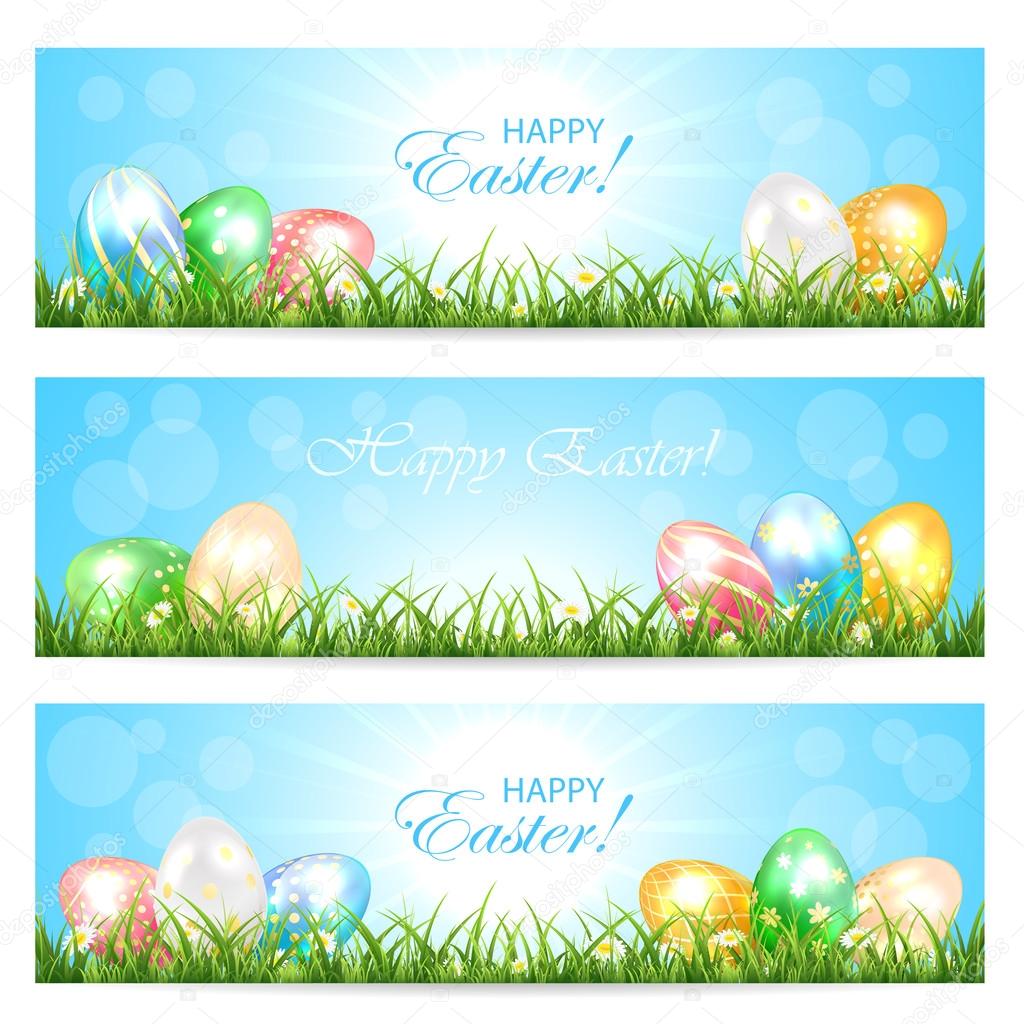 Easter cards with colorful eggs