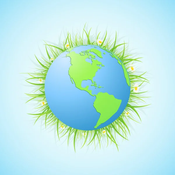 Earth with grass — Stock Vector